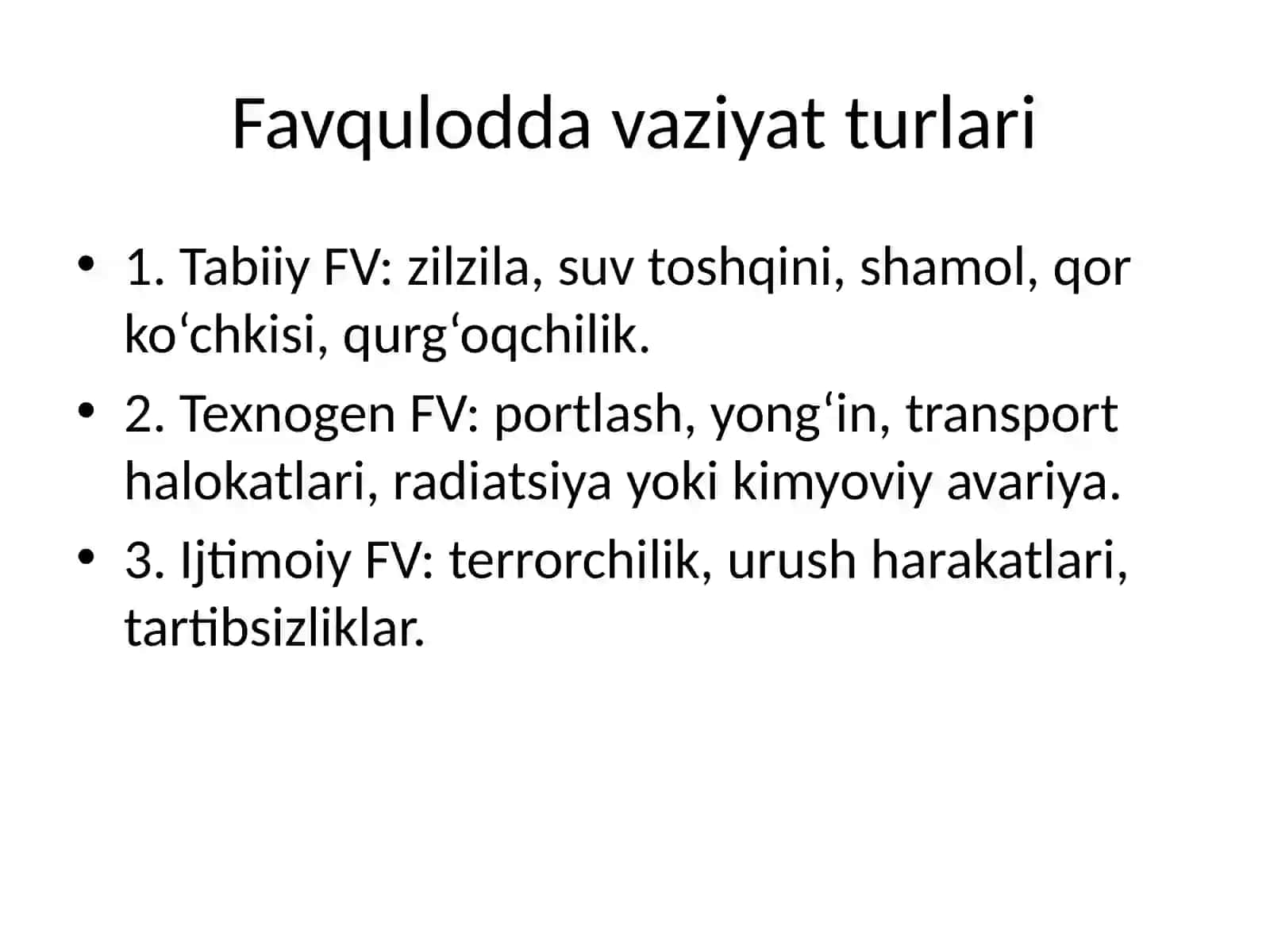 Favqulodda vaziyatda aholini muhofaza qilish 3