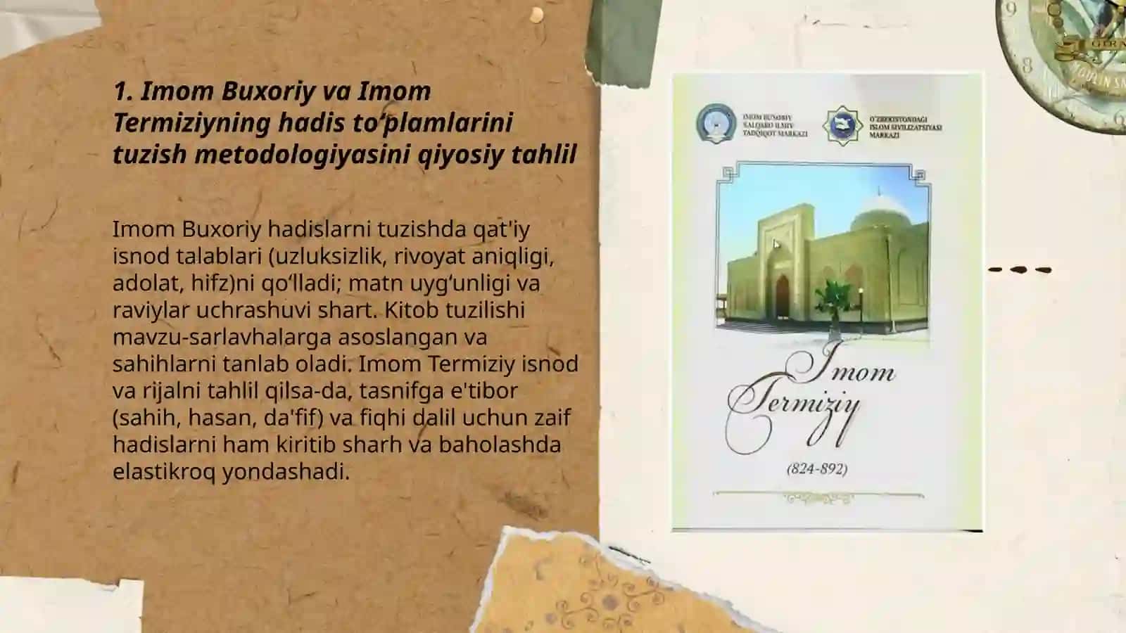 Imom Buxoriy va Imom Termiziyning hadis ilmiga qo’shgan hissalarini qiyosiy tahlil 3