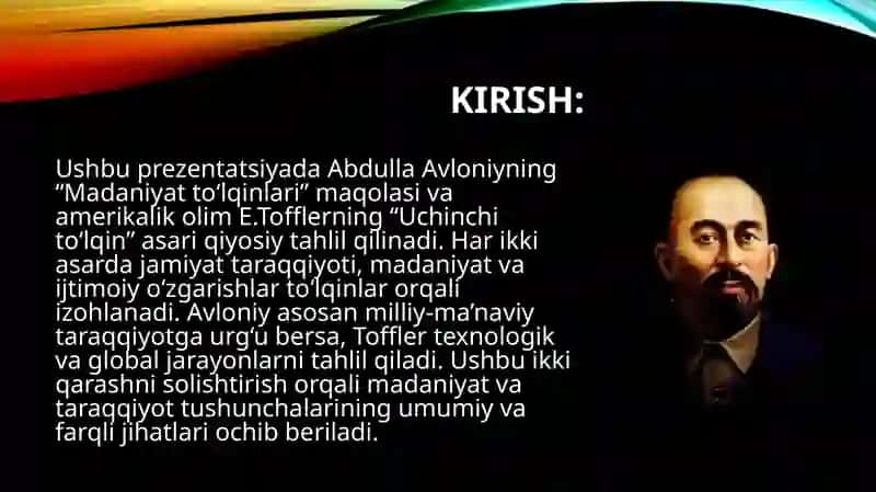 Avloniyning Madaniyat to'lqinlari maqolasi va E.Tofflerning Uchinchi to'lqin asarini qiyosiy tahlil etish2 3