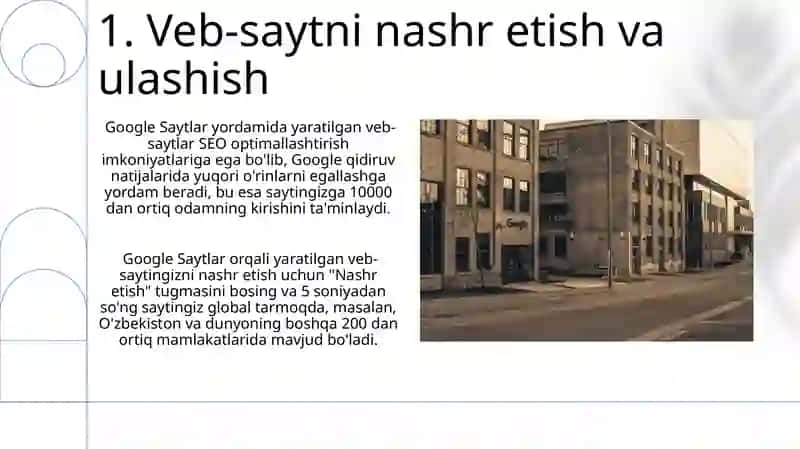Google Saytlarning asosiy xususiyatlari va imkoniyatlari 3