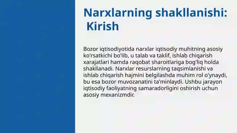 Narxlarning Shakllanishi va Iqtisodiy Siyosatning O'zaro Bog'liqligi 3