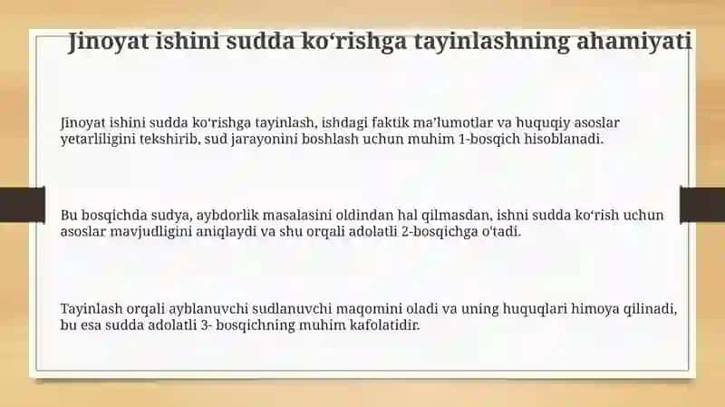 Jinoyat ishini sudda ko‘rishga tayinlash 3