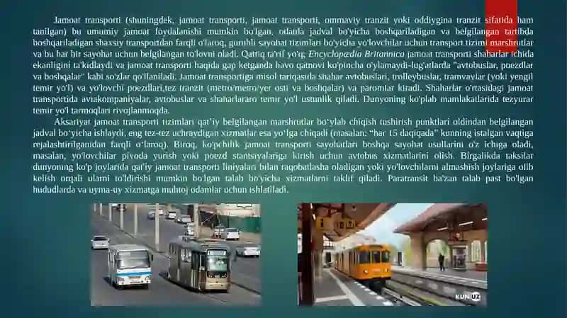 Shaharlarda transport harakatini tashkillashtirish 3