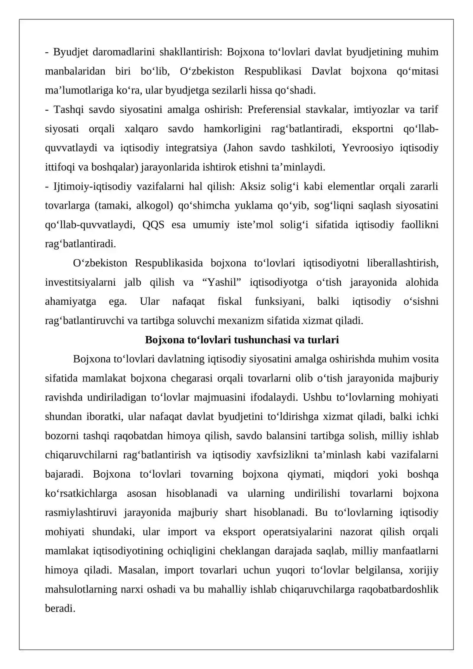 Bojxona to‘lovlari: boj, aksiz, QQS va ularning iqtisodiy o‘rni 3