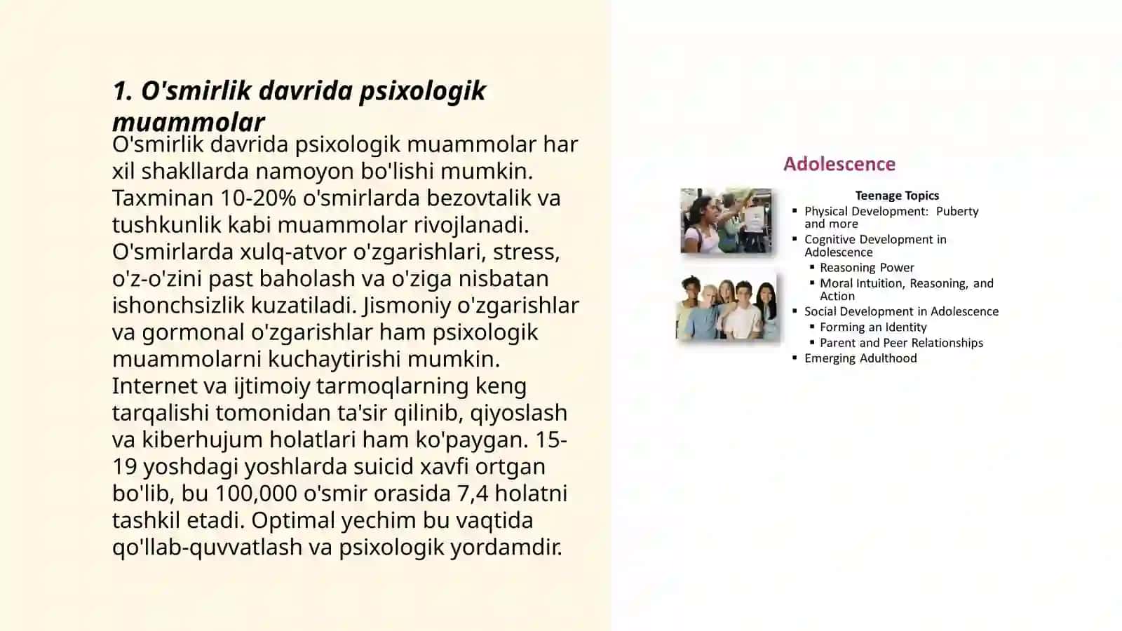 O'smirlik davrida psixologik muammolar 3