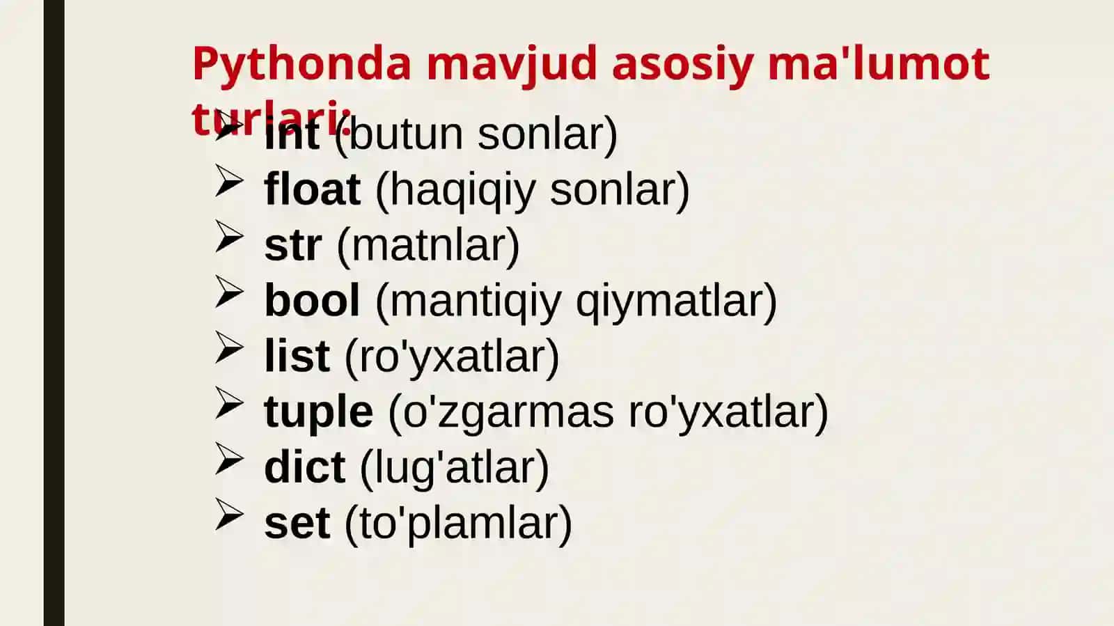 Python Ma'lumot Turlari 3