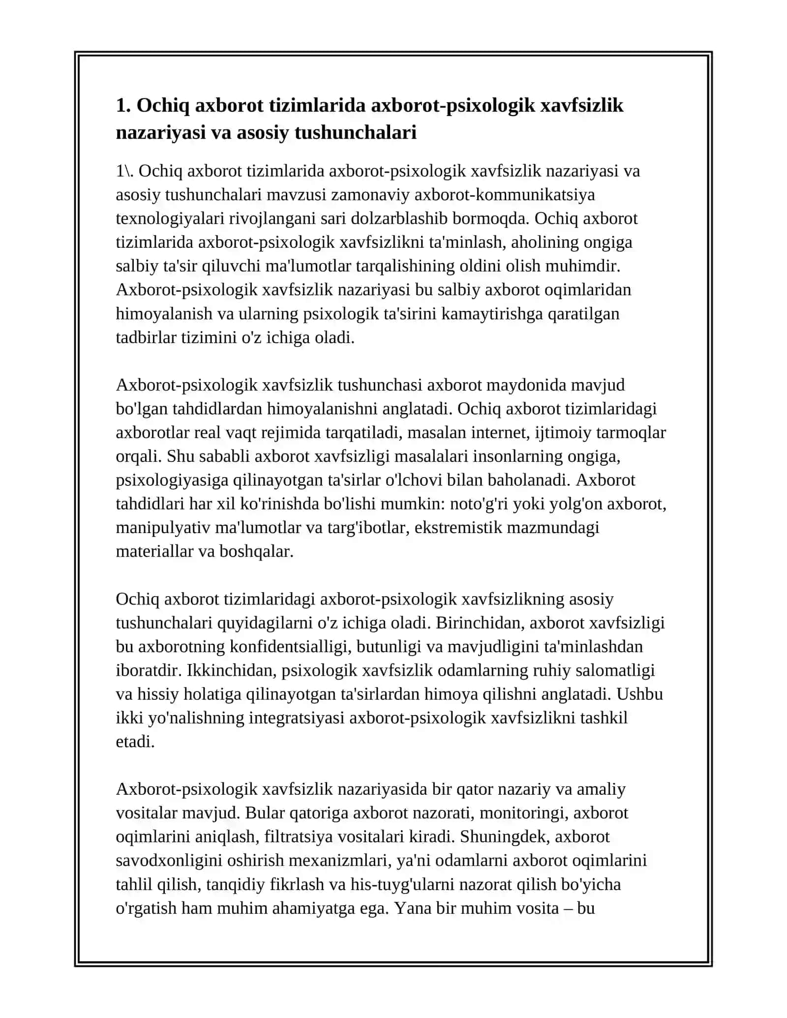 OCHIQ AXBOROT TIZIMLARIDA AXBOROT PSIXOLOGIK XAFSIZLIK 3