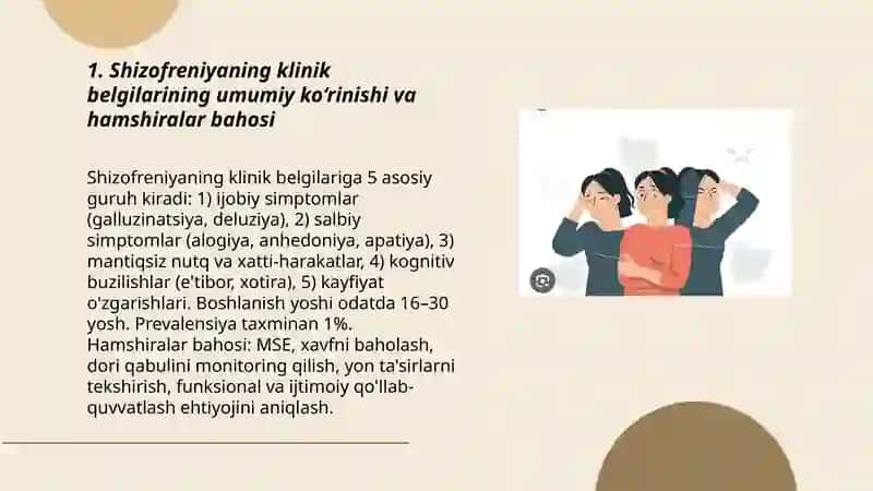 Shizofreniyaning klinikasi, kechishi va oqibati 3