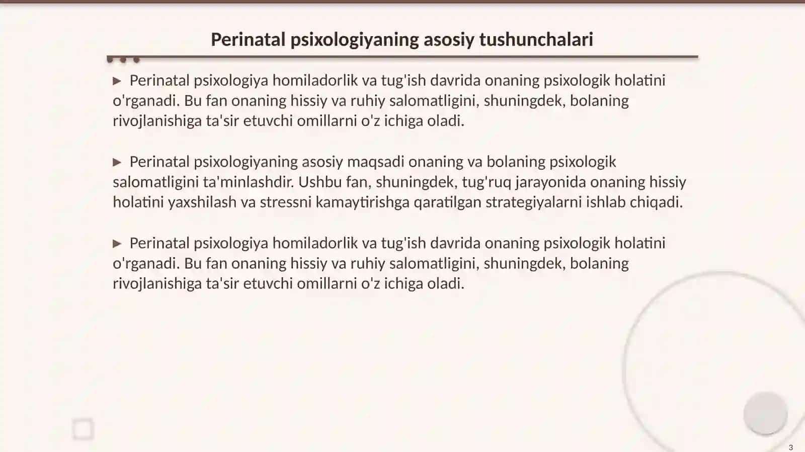 Perinatal psixologiya. Oila psixologoyasi fani 3