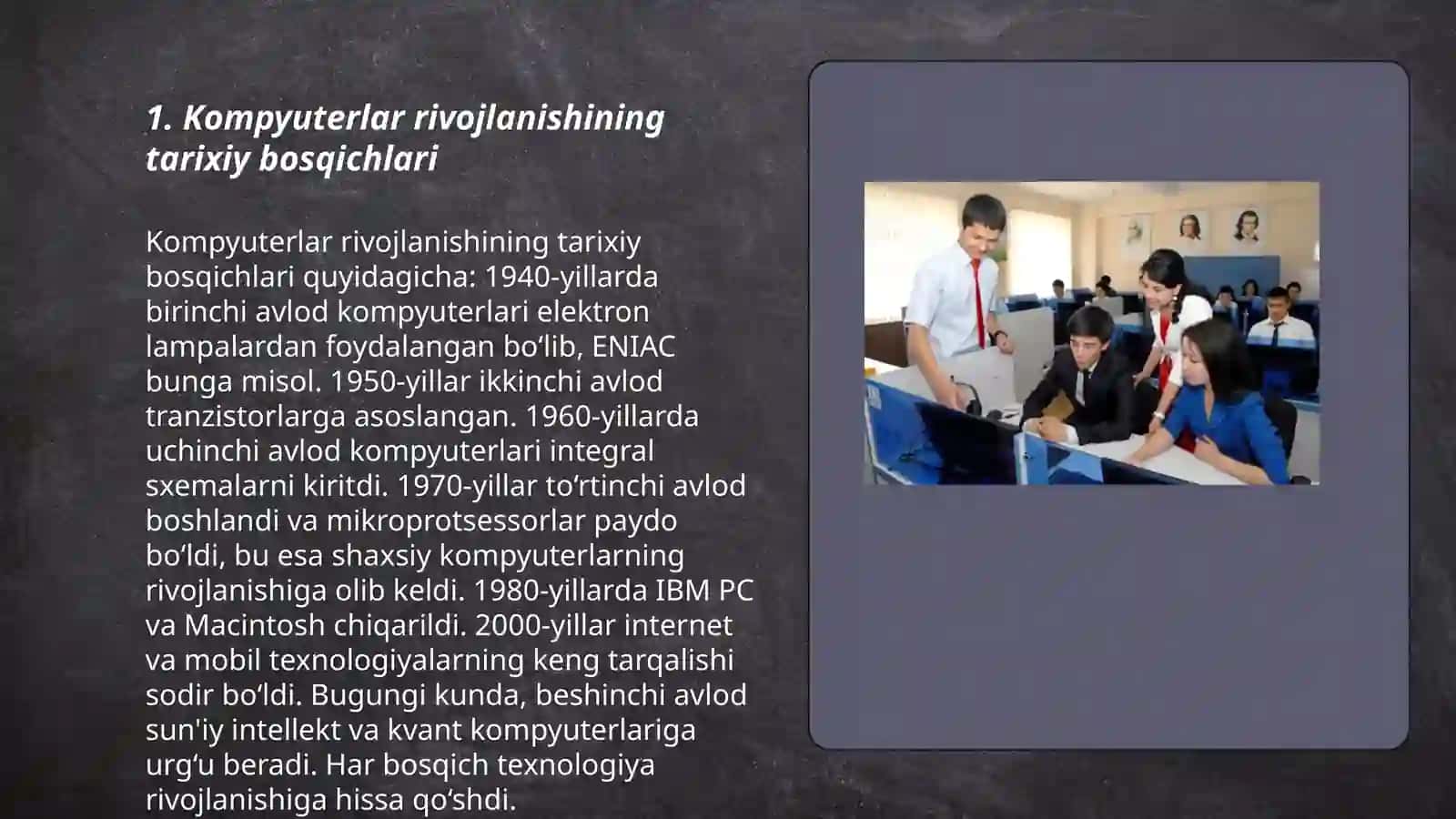Zamonaviy kompyuterlar tarixi ishlash prinsiplari va arxetekturasi 3