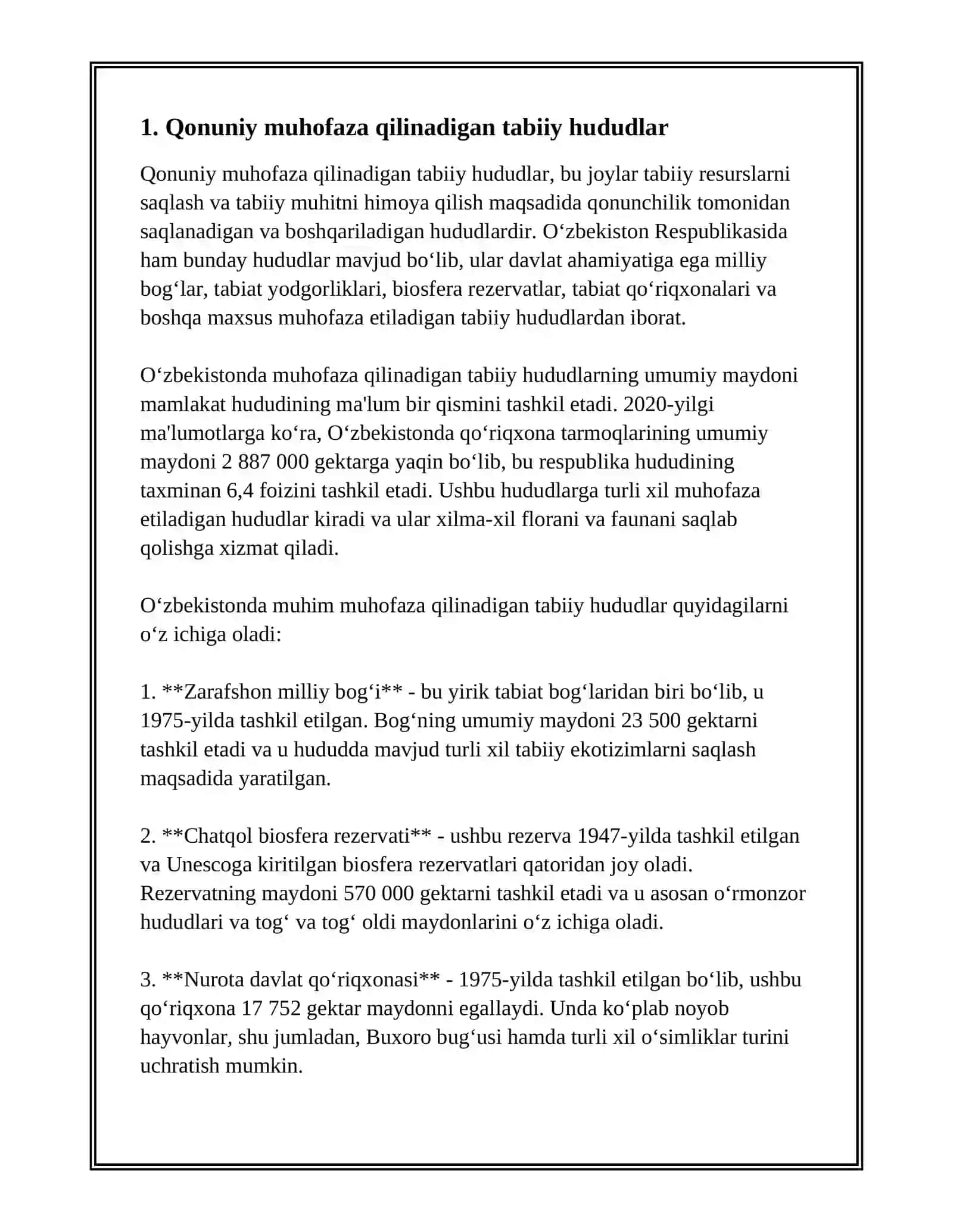 MAXSUS HIMOYALANGAN TABIIY HUDUDLARNING TOIFALARI 3