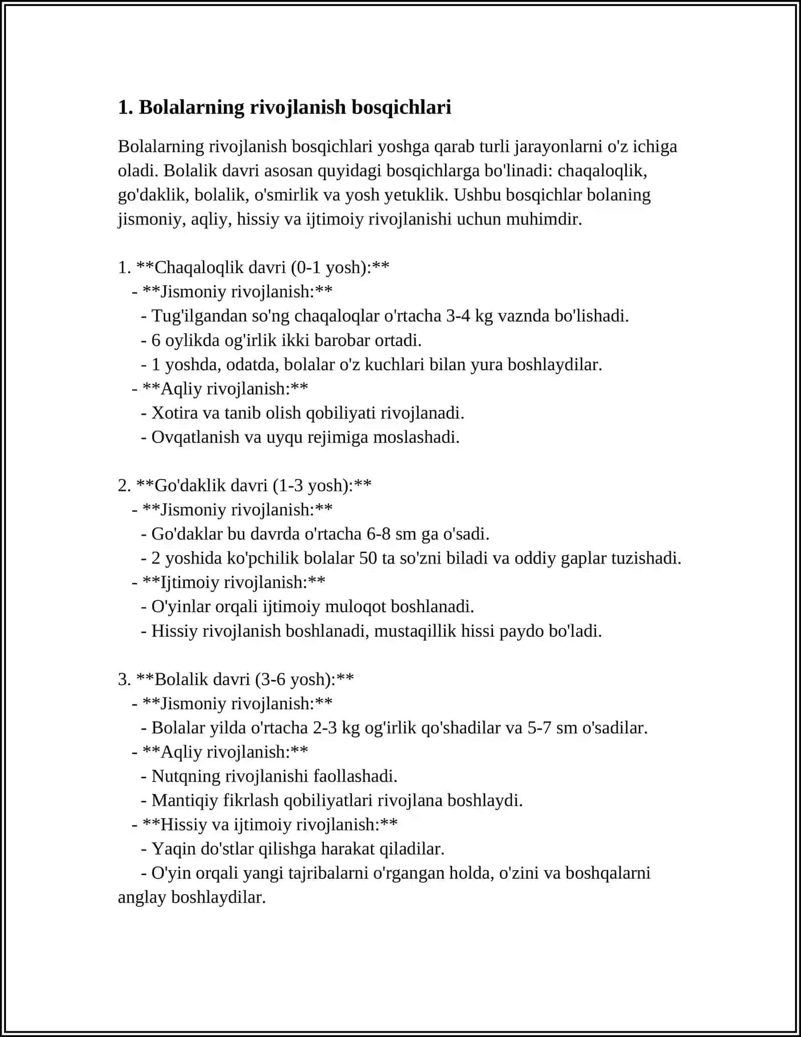 REFERAT TAʼLIM MUHITIDA BOLALARNING RIVOJLANISH BOSQICHLARI 3