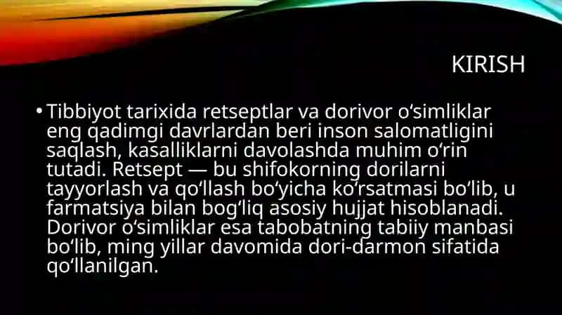 Retsept tarixi va dorivor o‘simliklar 3
