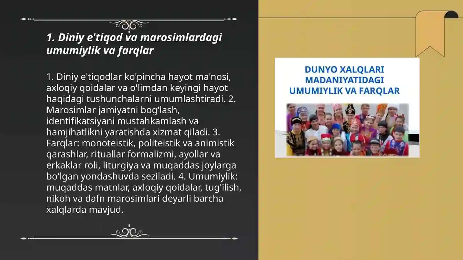 Dunyo xalqlari madaniyatidagi umumiylik va farqlar 3