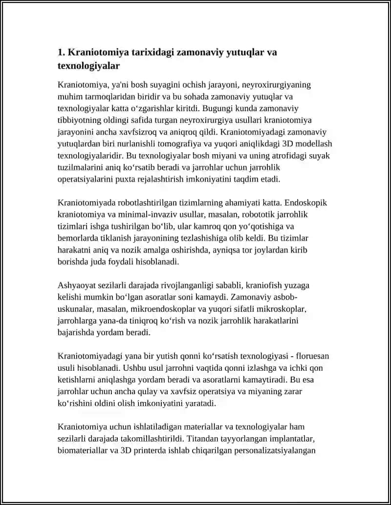 NEYROXIRURGIYADA QO‘LGA KIRITILGAN YUTUQLAR. KRANIOTOMIYA VA KRANIOPLASTIKA 3