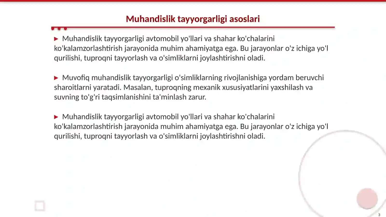 Avtomobil yo'llari va shahar ko'chalarini ko'kalamzorlashtirishning agrotexnik va muhandislik tayyorgarlik ishlari 3