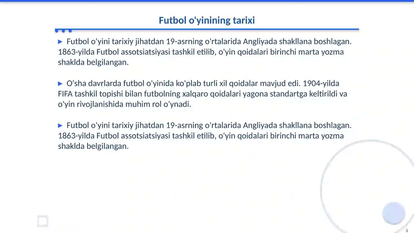 Futbol o'yin qoidalari 3
