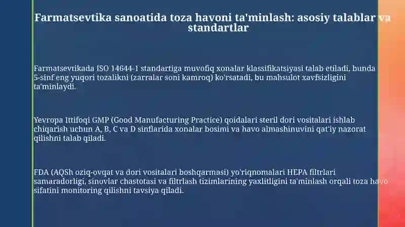 Farmastevtik ishlab chiqarishda bino va xonalarni toza xavo bilan ta’minlash 3