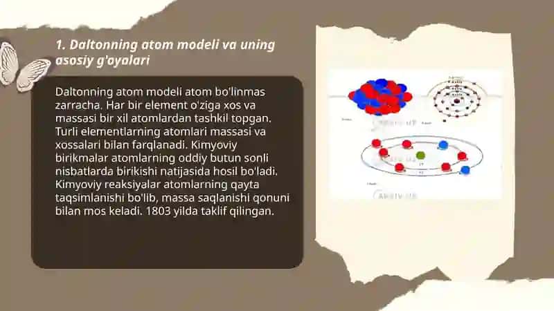 Daltonning atom modeli va uning asosiy g'oyalari 3