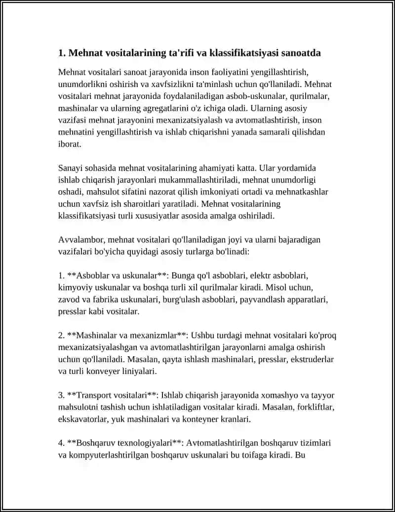 SANOATDA MEHNAT VOSITALARI VA ULARNING IQTISODIY TAHLILI 3