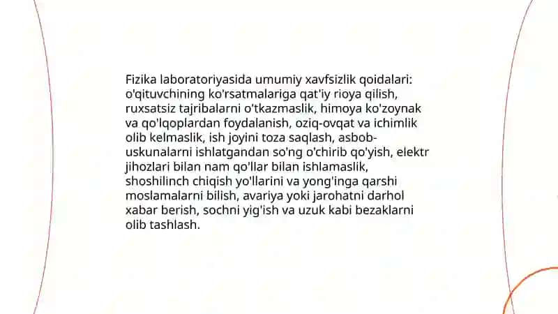 Fizika laboratoriya xonasiga texnika xavfsizligi qoidalari 3