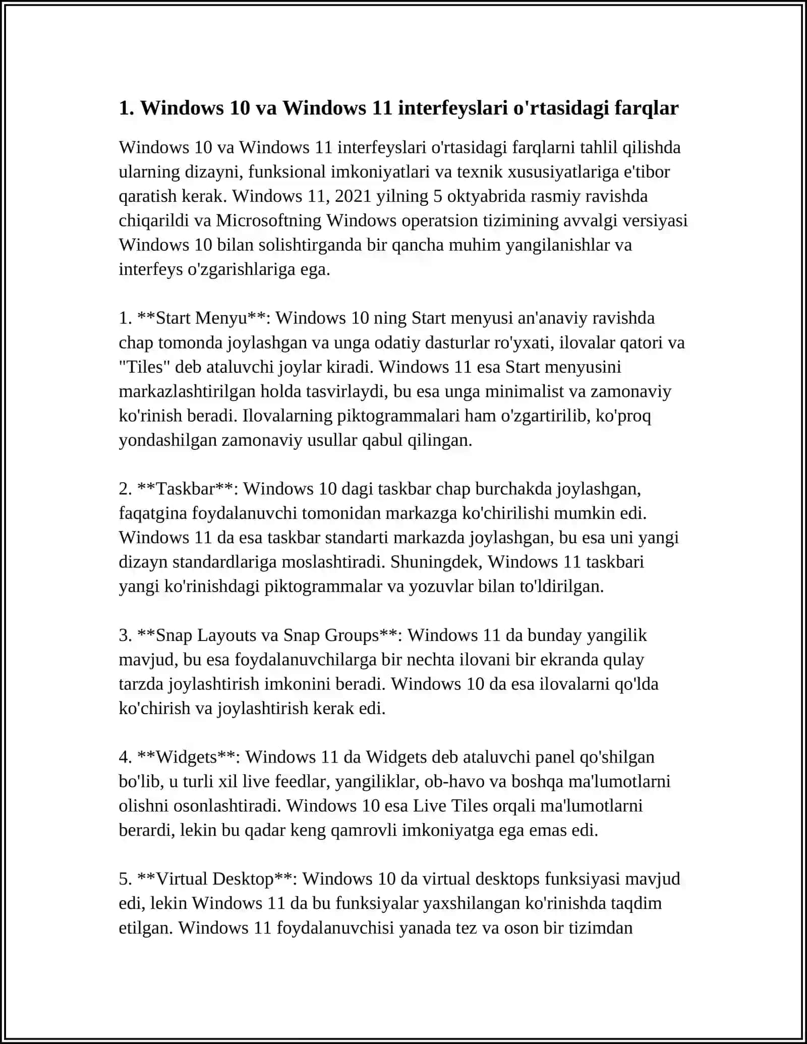 WINDOWS 10, 11 OPERATSION TIZIMLARI VA ULARDAGI YANGI IMKONIYATLARI VA QULAYLIKLARI 3