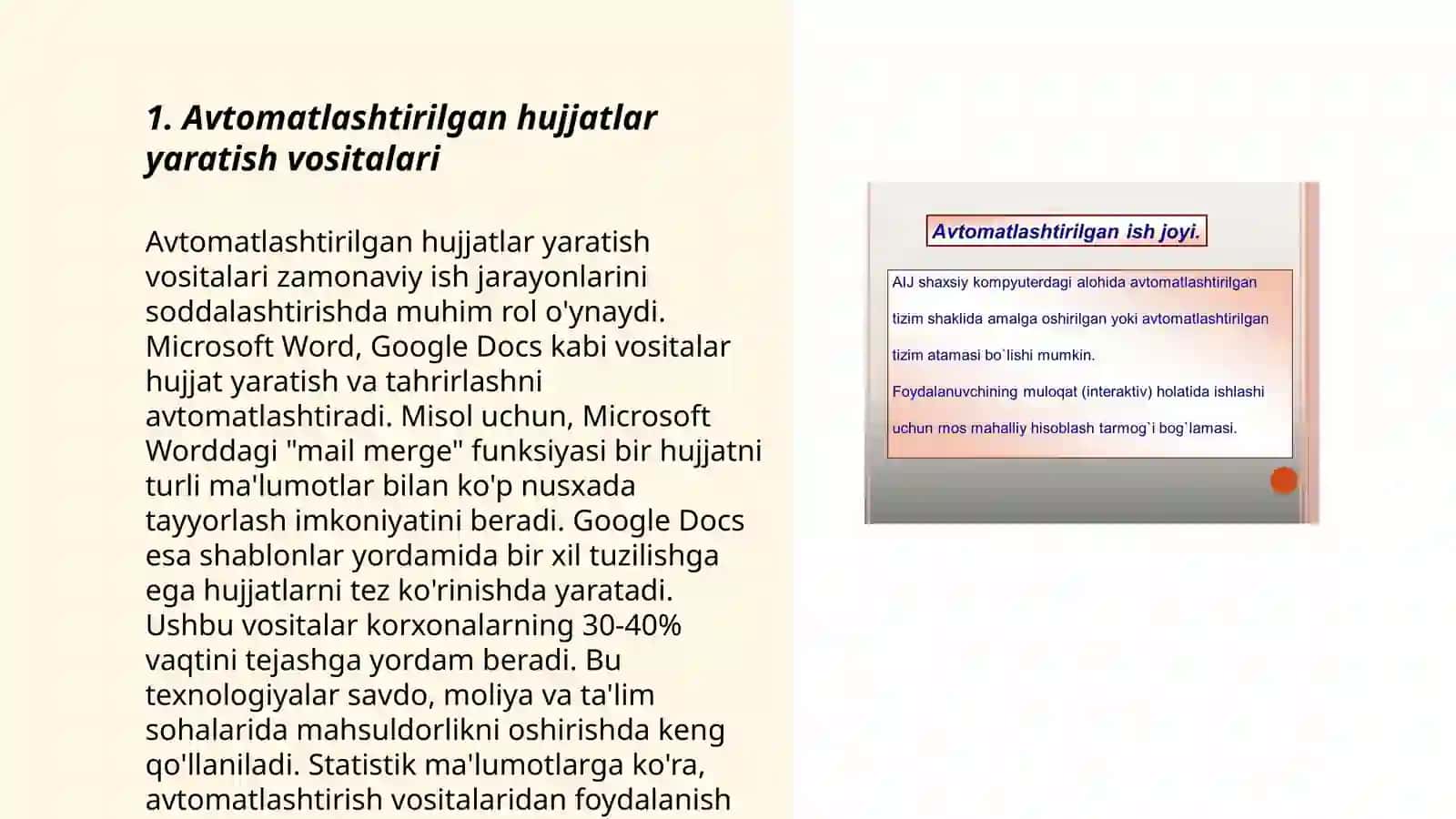 Avtomatlashtirilgan vositalar va shablonlar Mundarijalar kolontitullar koʻchirmlar va giperbola ishlarni shakllantirish 3