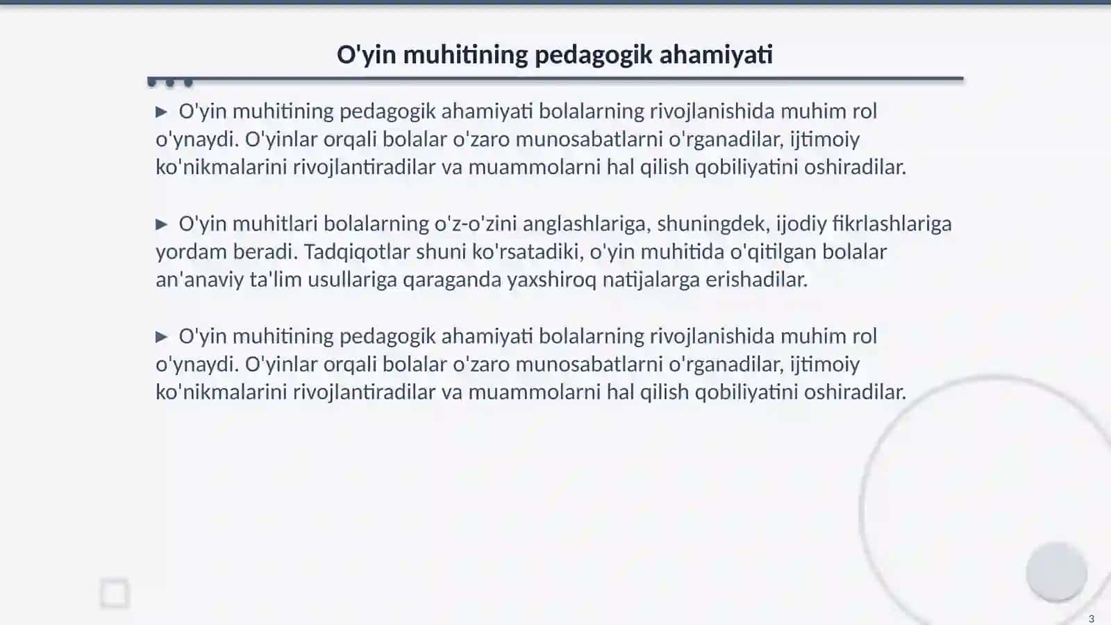 Maktabgacha ta’limda o'yin muhitini yaratish usullari 3