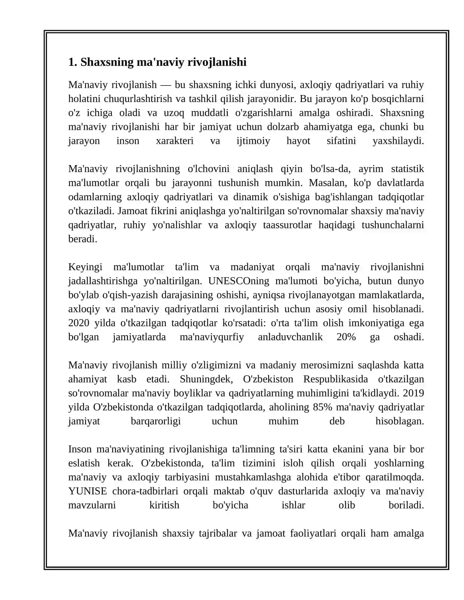 SHAXSNING MALAKA VA ODATLARI mavzusida tayyor mustaqil ta'lim 3
