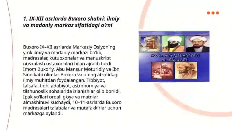 IX-XII asrlarda mamlakatimiz hududida ro‘y bergan madaniy uyg‘onish (Renessans) 3