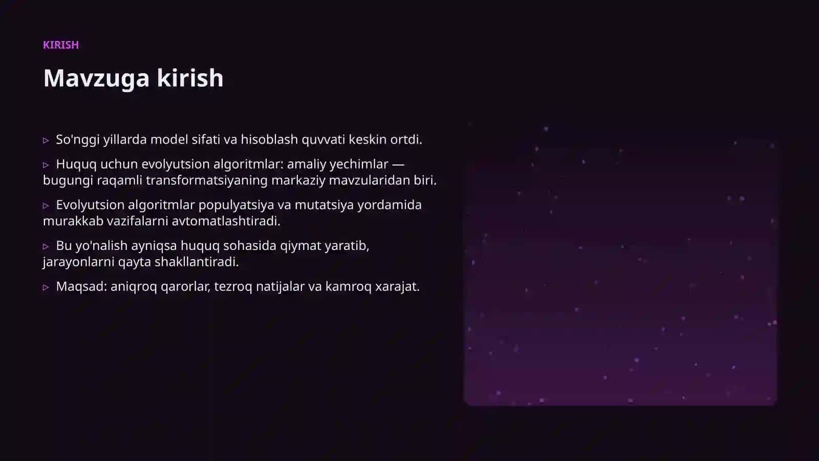 Huquq uchun evolyutsion algoritmlar: amaliy yechimlar 3