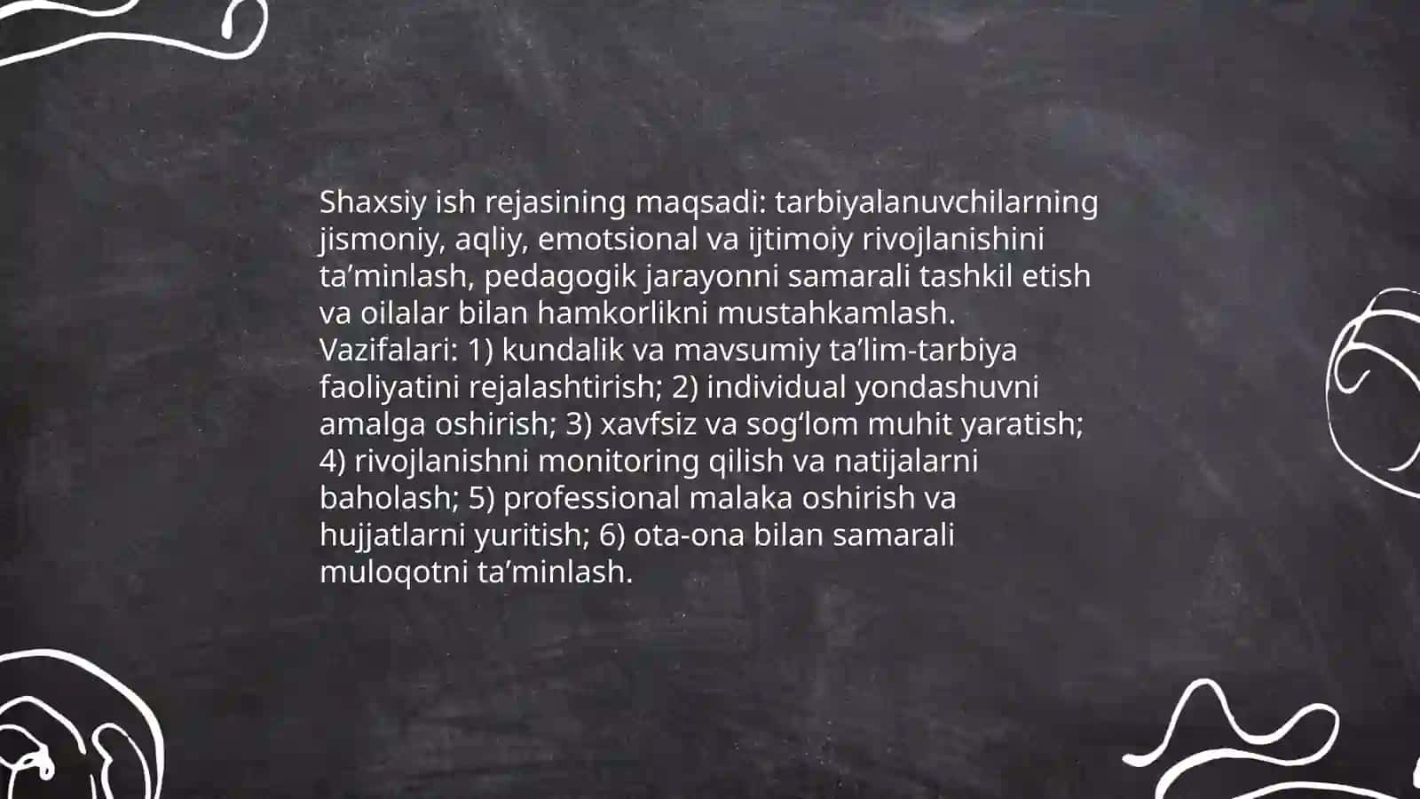 Tarbiyachining shaxsiy ish rejasi 3