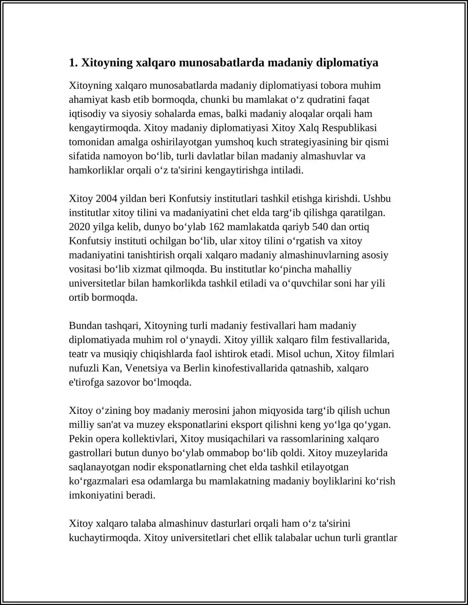 Xitoyning xalqaro munosabatlarda madaniy diplomatiya 3