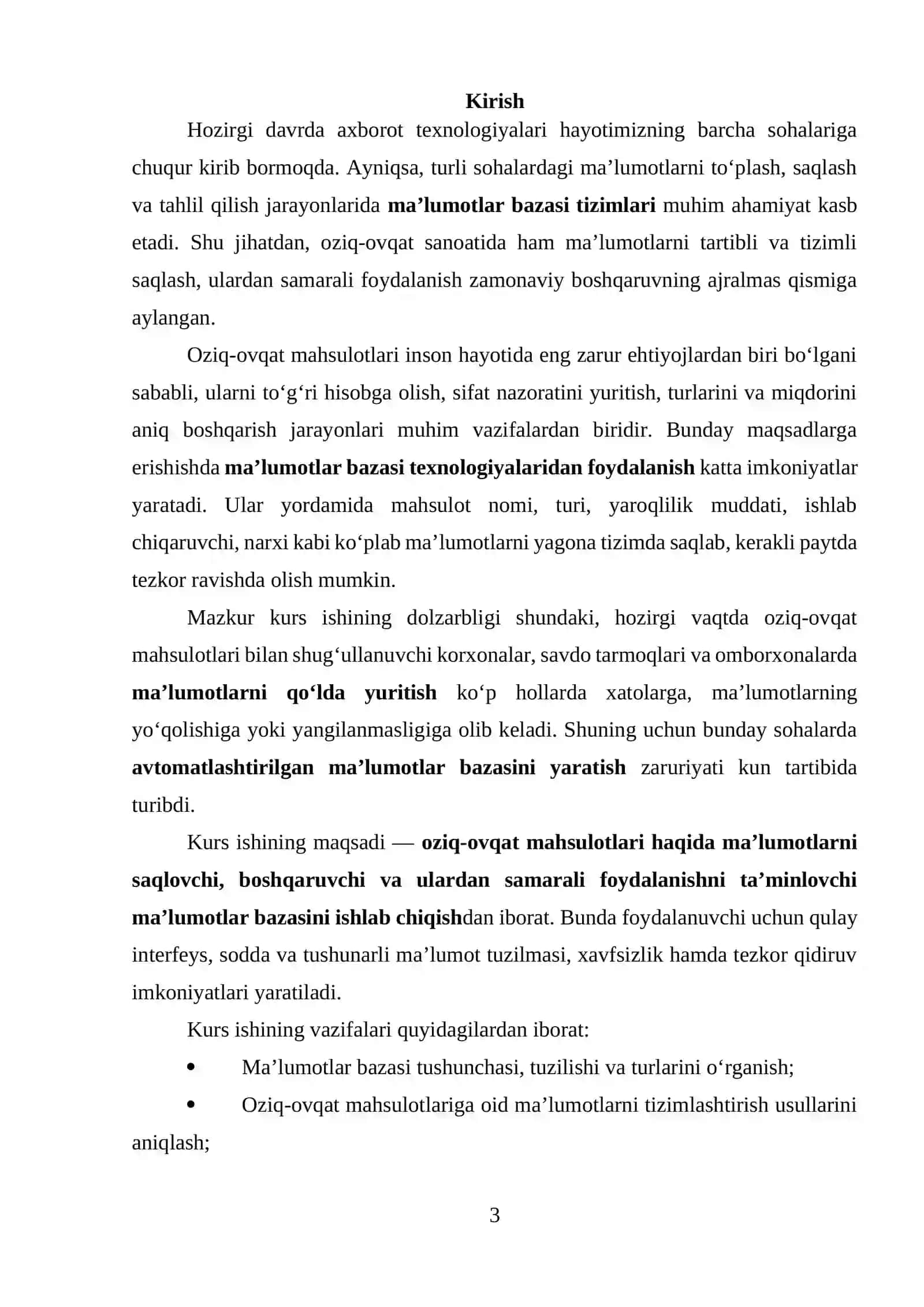 Oziq-ovqat mahsulotlari ma’lumotlar bazasining nazariy asoslari 3