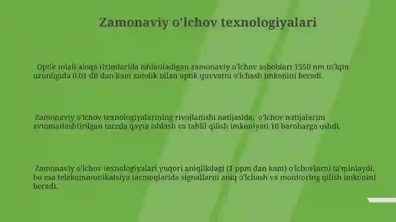 Telekommunikatsiyalarda qoʻllaniladigan oʻlchash vositalarining metrologik taʼminoti 3