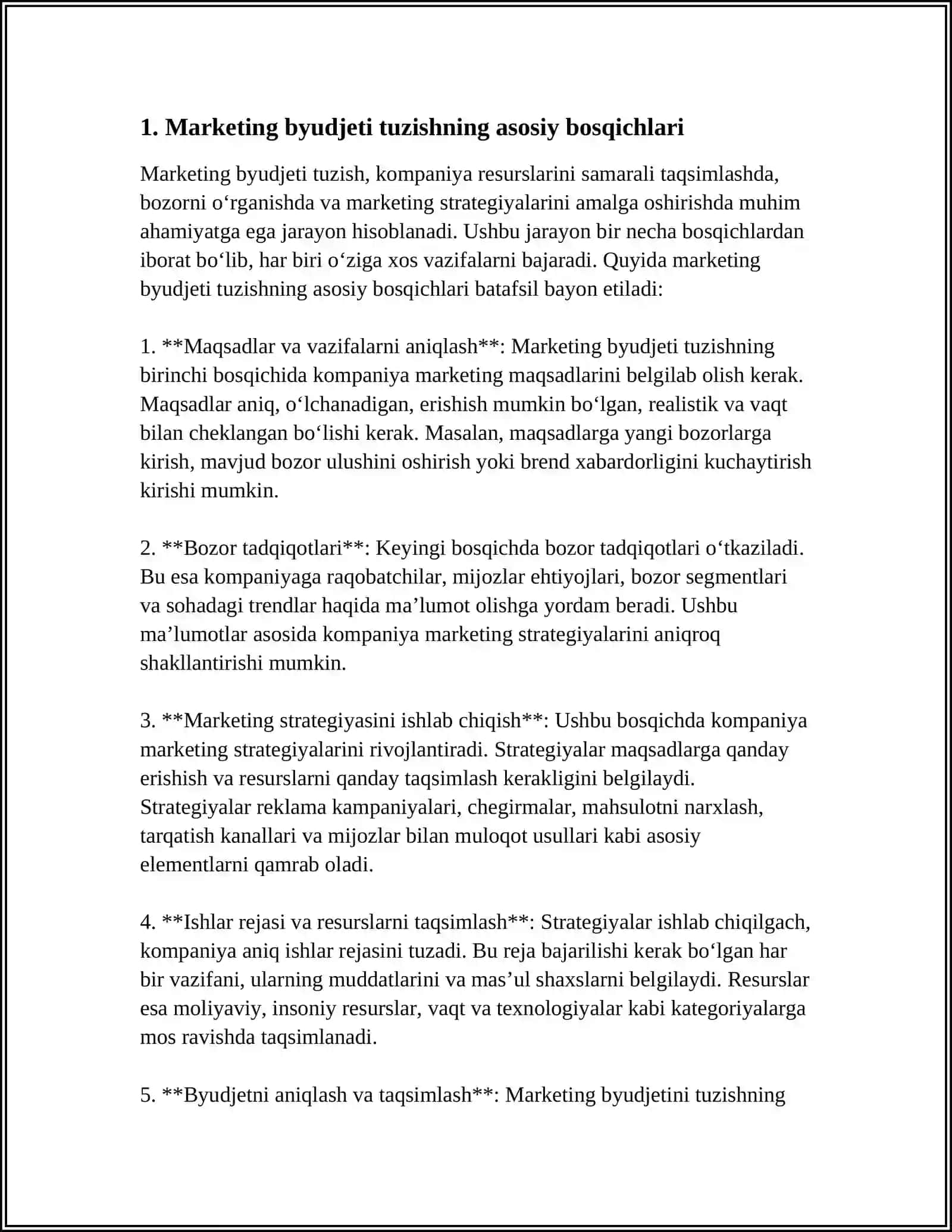 MARKETING BYUDJETI VA XARAJATLARINI HISOBLASH 3