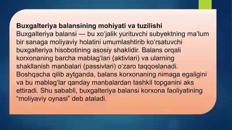 Xo'jalik jarayonlari tufayli balansdagi o'zgarishlar 3