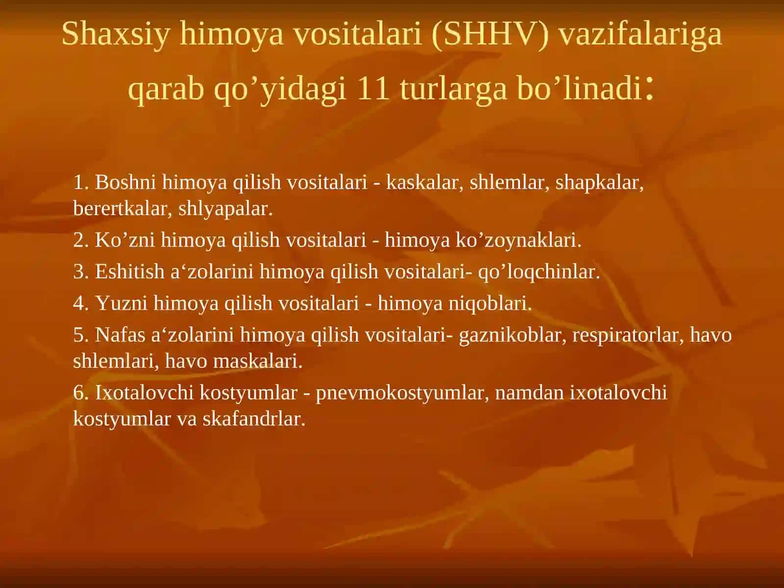 Shaxsiy himoya vositalari va ulardan foydalanish 3