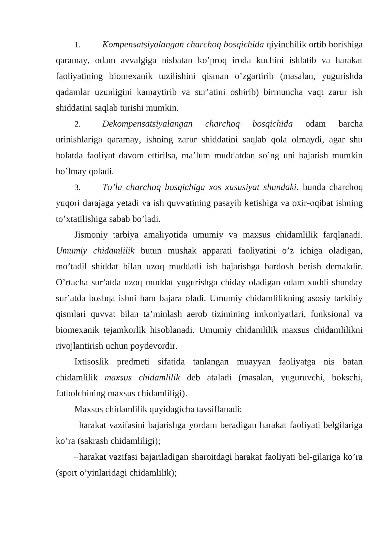Chidamlilikni biokimyoviy asoslari va uni rivojlantirish usullar 3