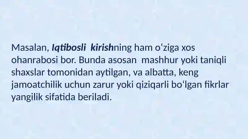 Kirishning ohanrabosi: kirishning boshqa ko‘rinishlari 3