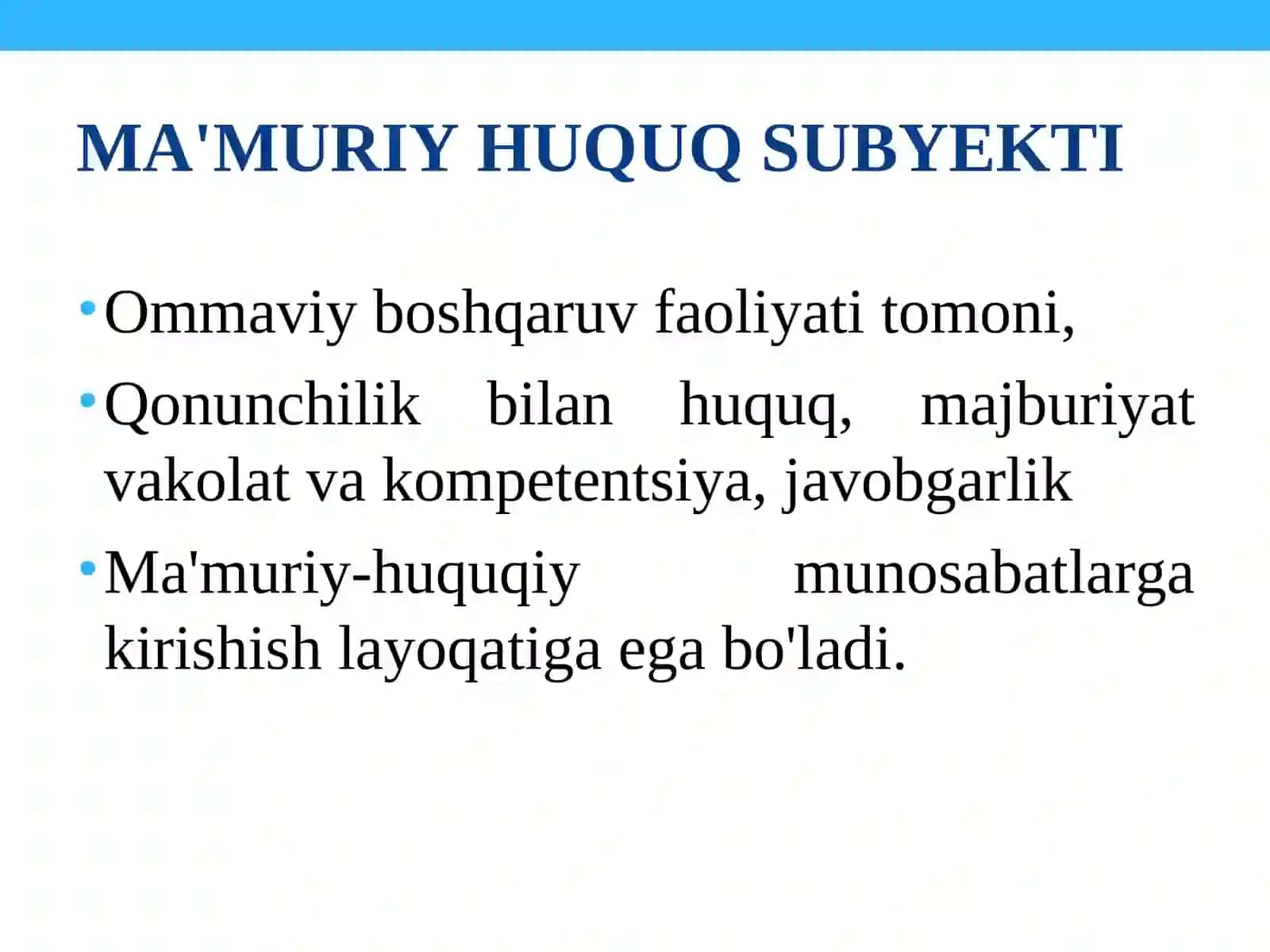 Ma'muriy huquq subyektlari 3