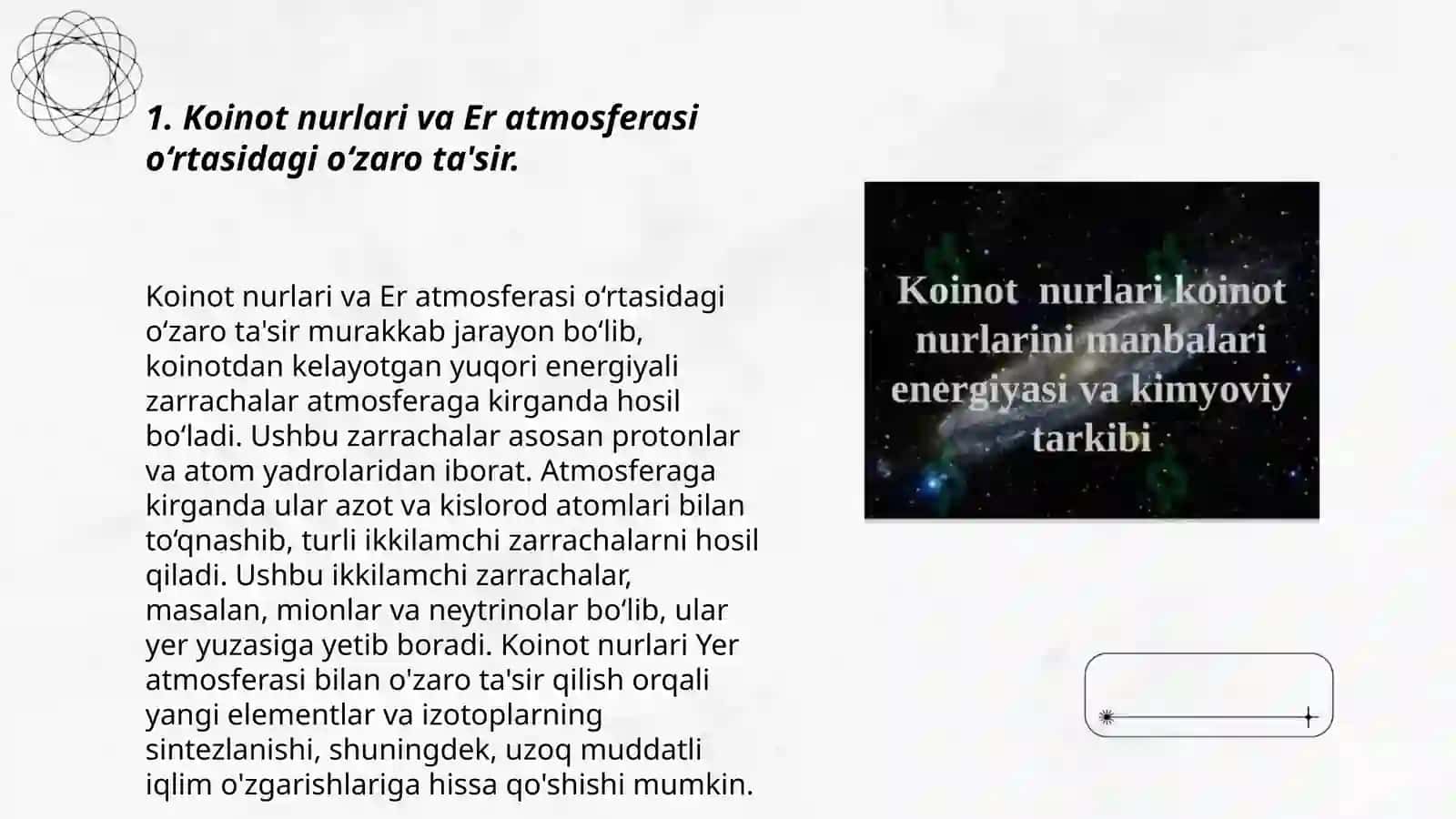 Koinot nurlarining Er atmosferasi bilan o‘zaro tasirlashuvi.Keng atmosfera jalalari 3