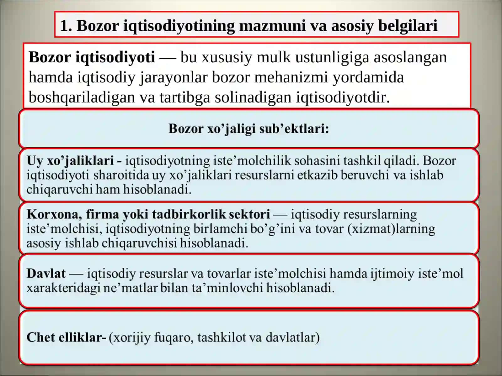 BOZOR IQTISODIYOTI. BOZOR VA UNING TUZULISHI 3