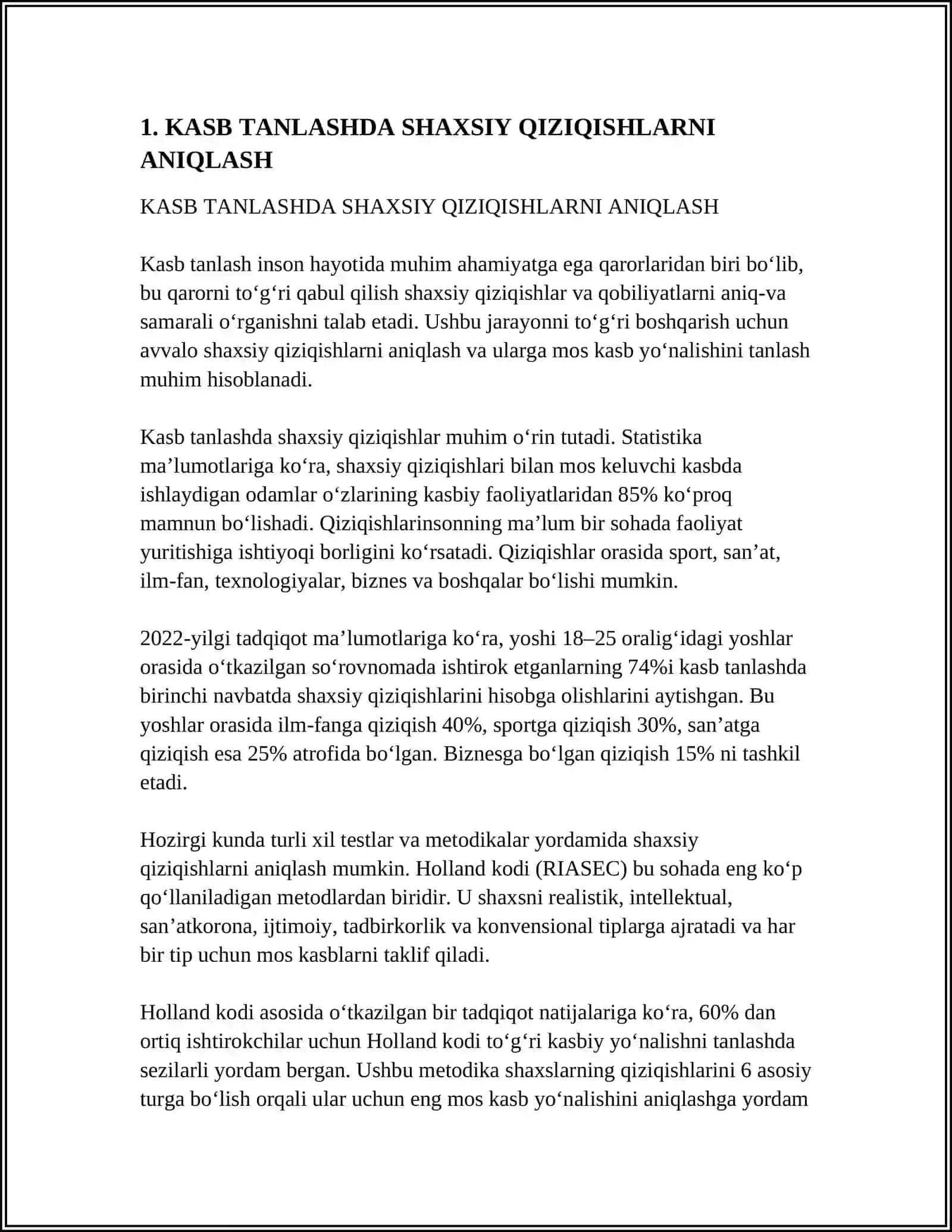 KASB TANLASHNING USULLARI 3