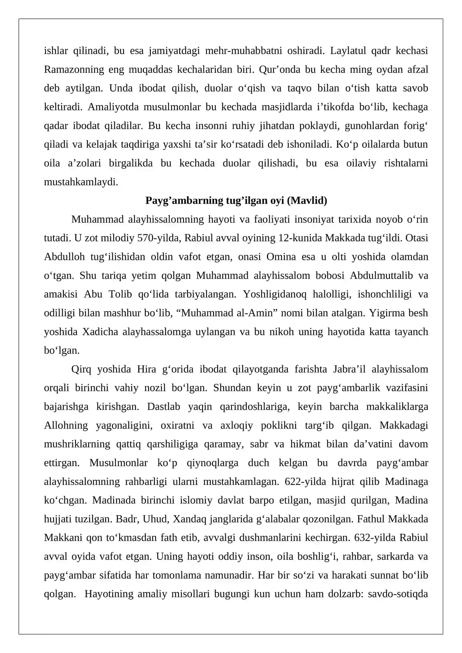 Payg’ambarning tug’ilgan oyi, laylatul qadr, ramazon va qurbon hayiti 3