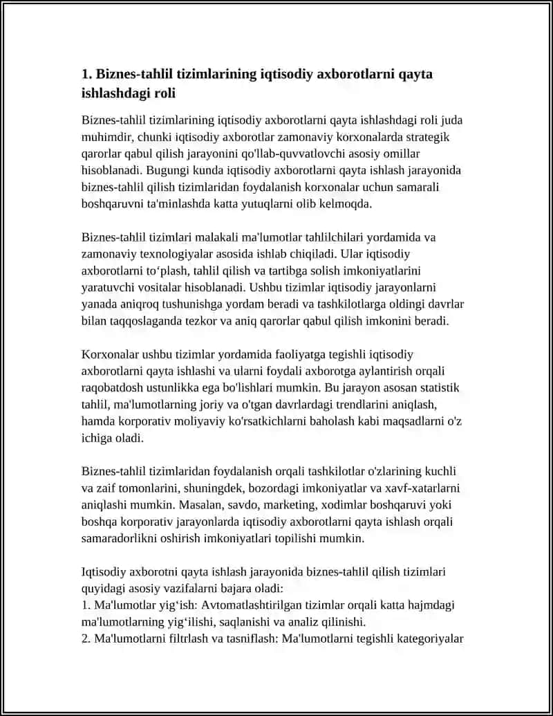 IQTISODIY AXBOROTLARNI QAYTA ISHLASH JARAYONIDA BIZNES-TAHLIL QILISH TIZIMLARIDAN FOYDALANISH 3