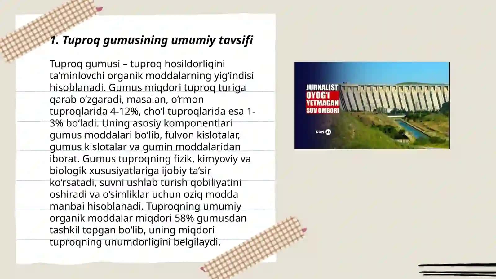 Tuproq gumusi, uning kelib chiqishi va xossalariga taʼsir 3