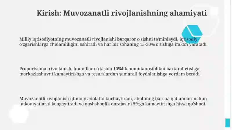 Milliy iqtisodiyotning muvozanatli va mutanosibli rivojlanishi 3