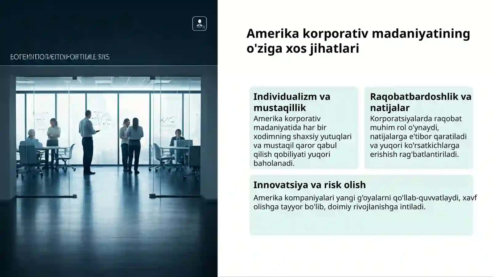 AQSh Menejment Madaniyati: Innovatsiya va Samaradorlik 3