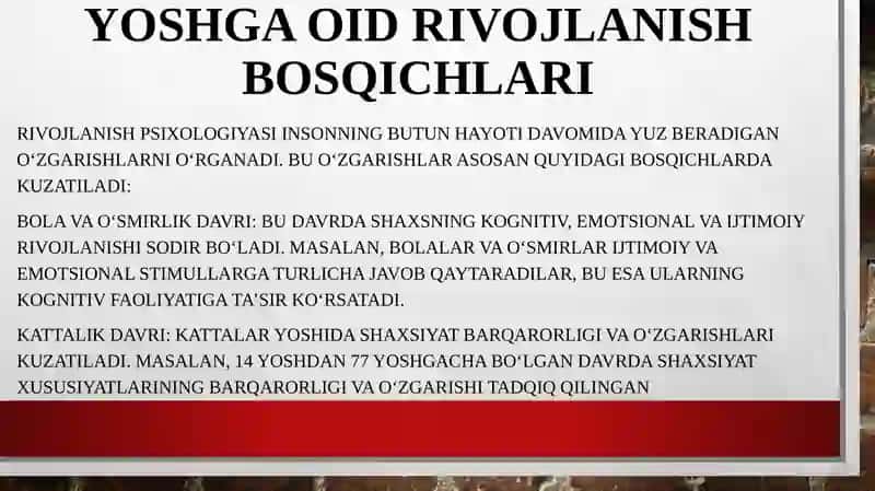 Rivojlanishning yoshga va individual xususiyatlariga oid tadqiqotlar tahlili 3